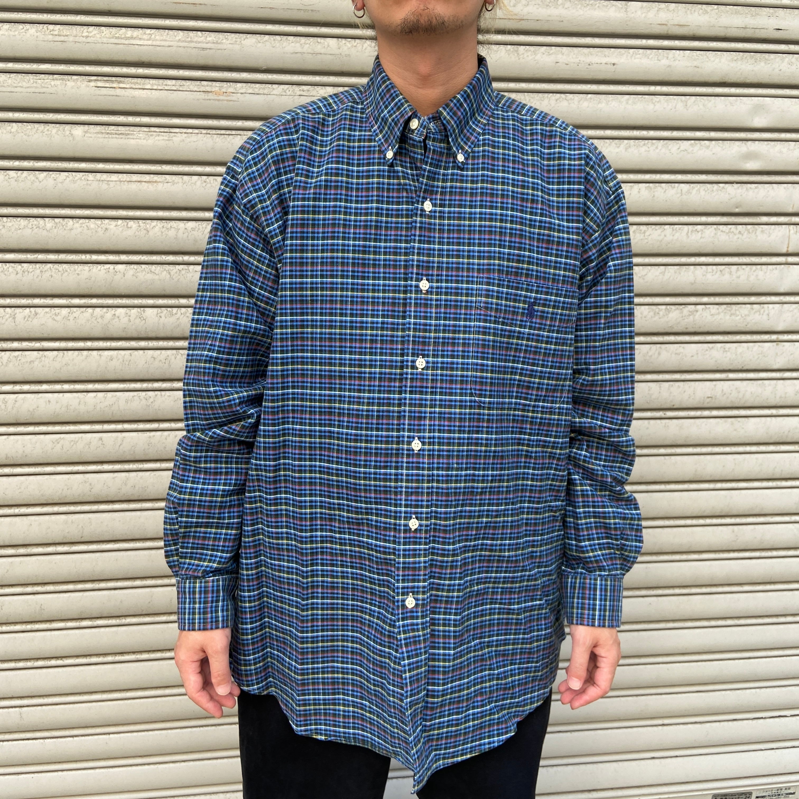 90s ラルフローレン BIGSHIRT チェック柄ボタンダウンシャツ M | 古着  
