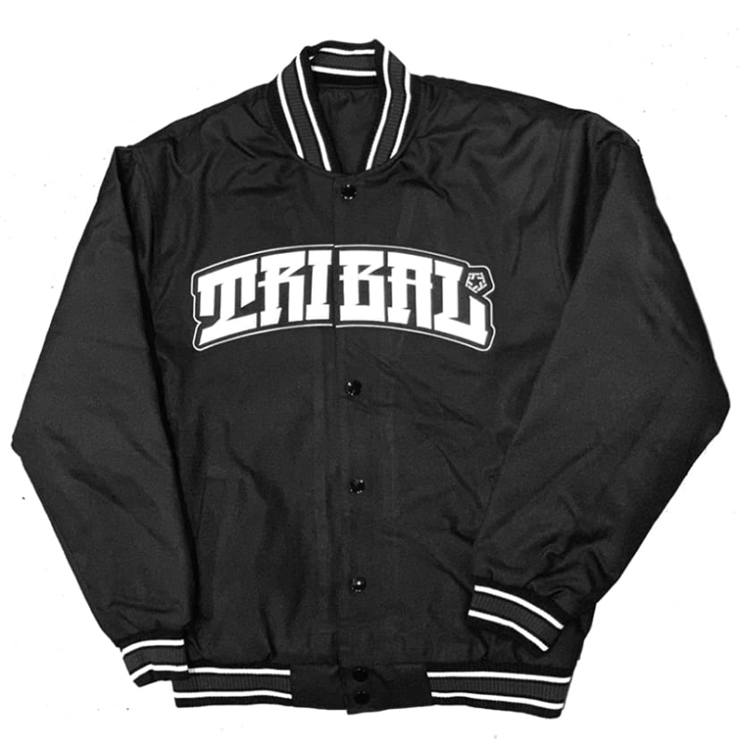 TRIBAL STREETWEAR ARCHED BLACK/NAVY VARSITY JACKET