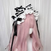 ♡ 【全4色】Milky bunny ぽんぽんリボン うさみみフリルレースヘッドドレス baby pink ♡