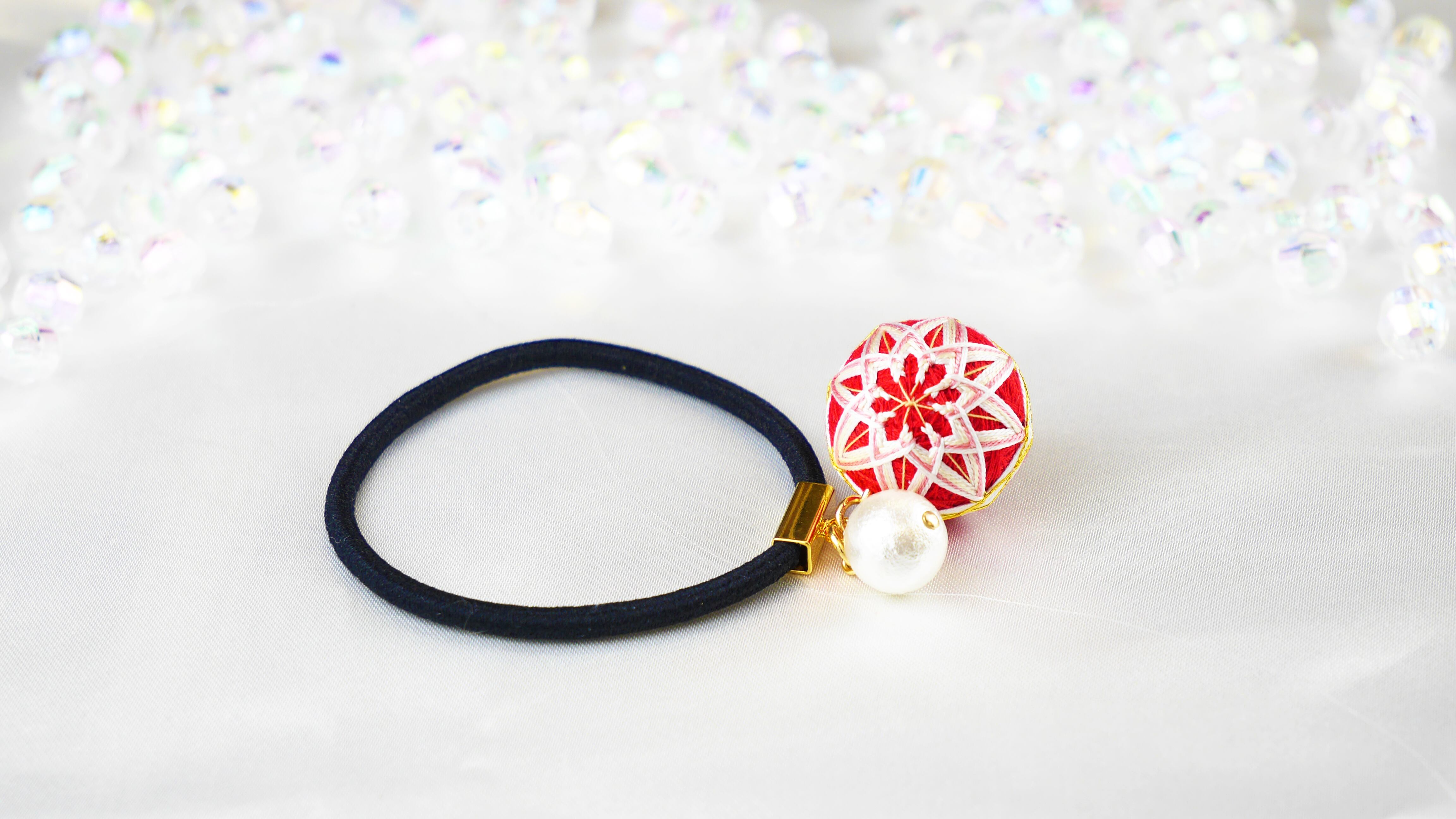 ヘアゴム】菊 2.0cm 紅白 | はれてまり｜ HAReTEMARI