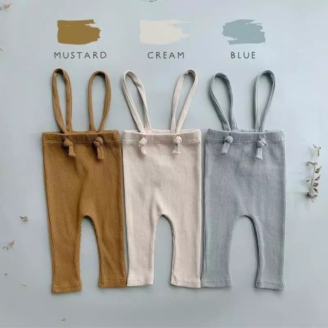 リブ素材ストラップ付タイツ