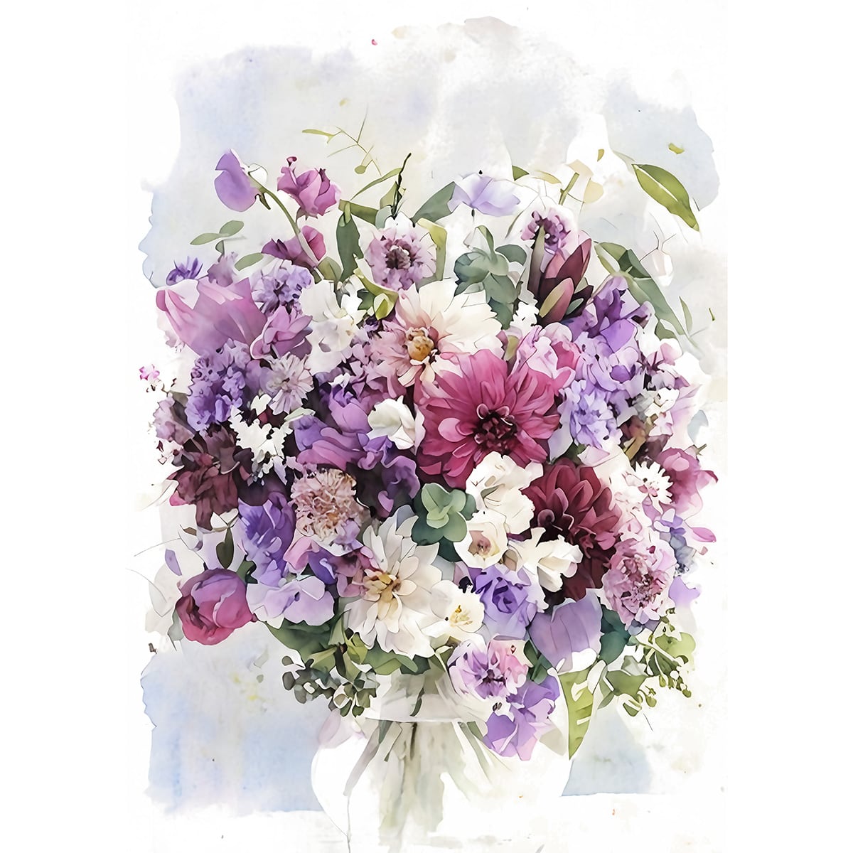 メアリ- ウディン 花束 花瓶 フラワー アート 水彩画 グラフィック 複製画 絵画 花(フラワー) 花瓶の花 インテリアアート額付き 水彩画