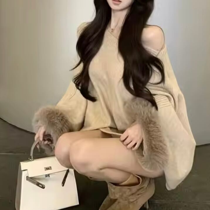 fur sleeve relax knit