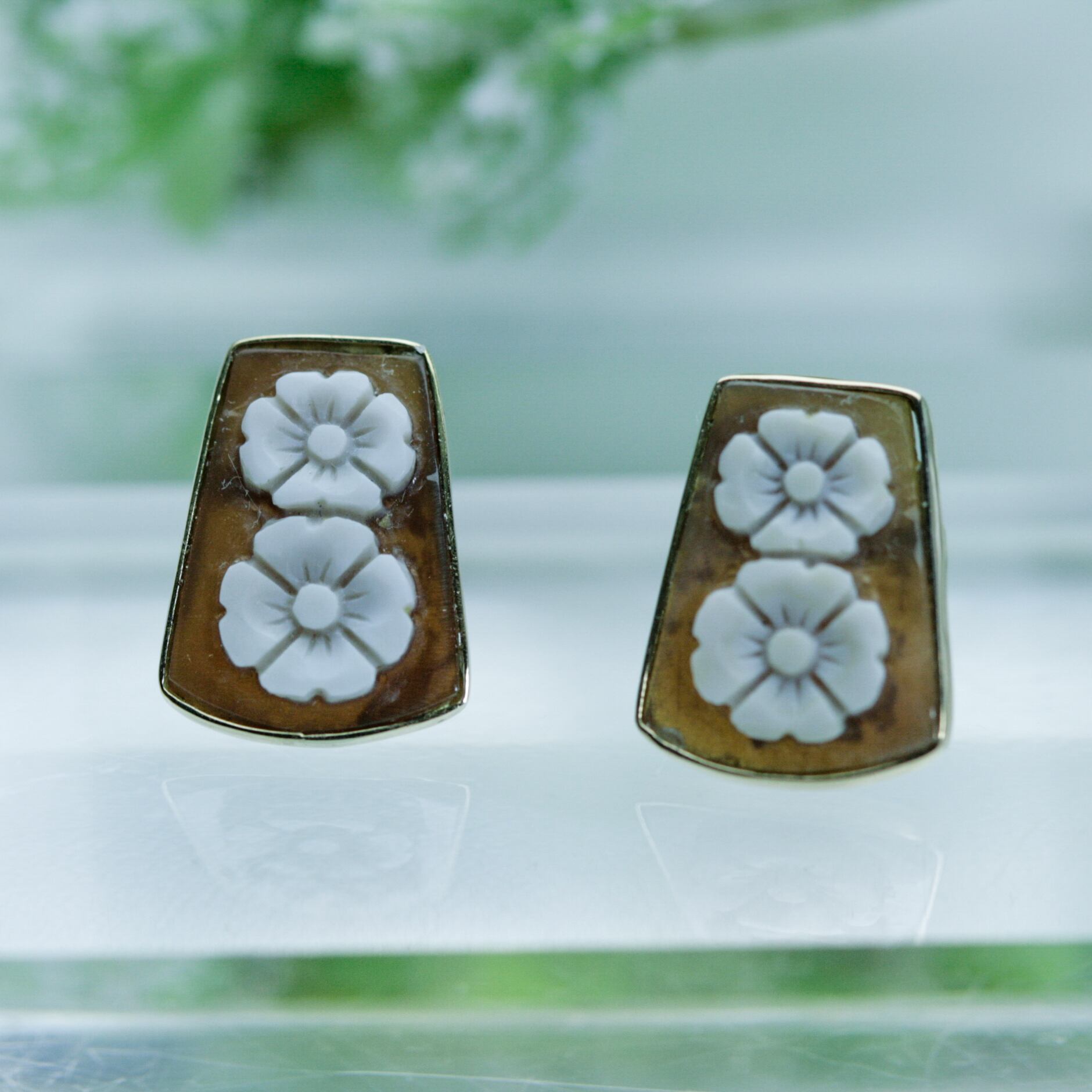 ✨☆レモン☆✨　ヴィンテージ　シェルカメオ　ピアス　K18 18金 K18＞シェルカメオピアス4.25g20×14mm