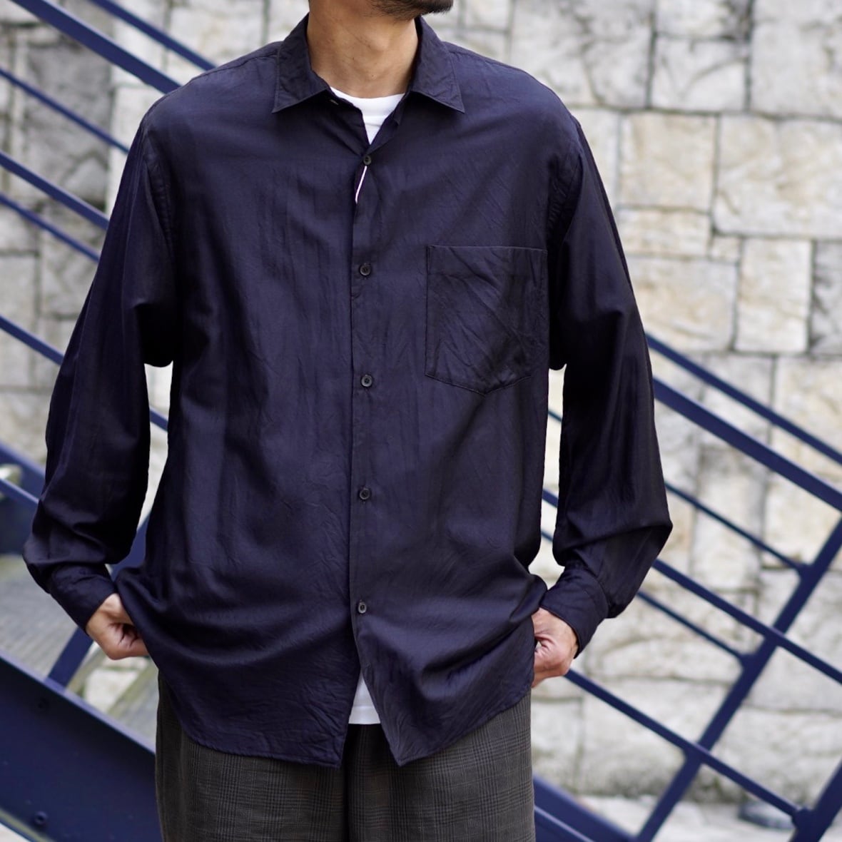 COMOLI 22SS コモリシャツ NAVY 3