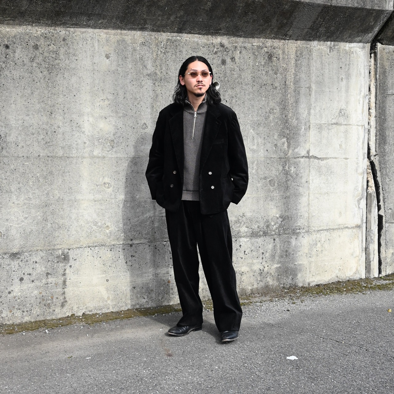 INTERIM / 9W LINEN COTTON CORDUROY BELTED MIL BAGGY TROUSER