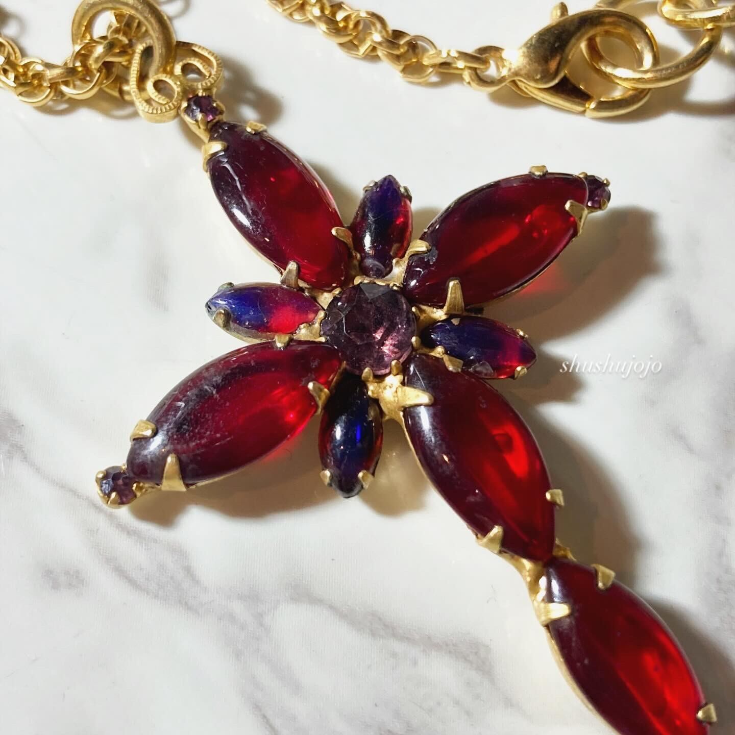 Vintage Dragon's Breath cross necklace | ShuShu and JOJO
