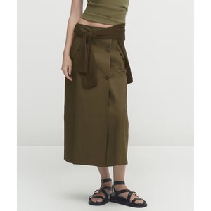 フロントボタン ミモレ丈ペンシルスカート G0415