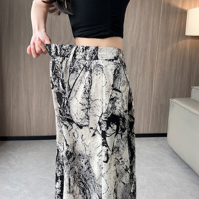 tie-dyed design wide pants 10829