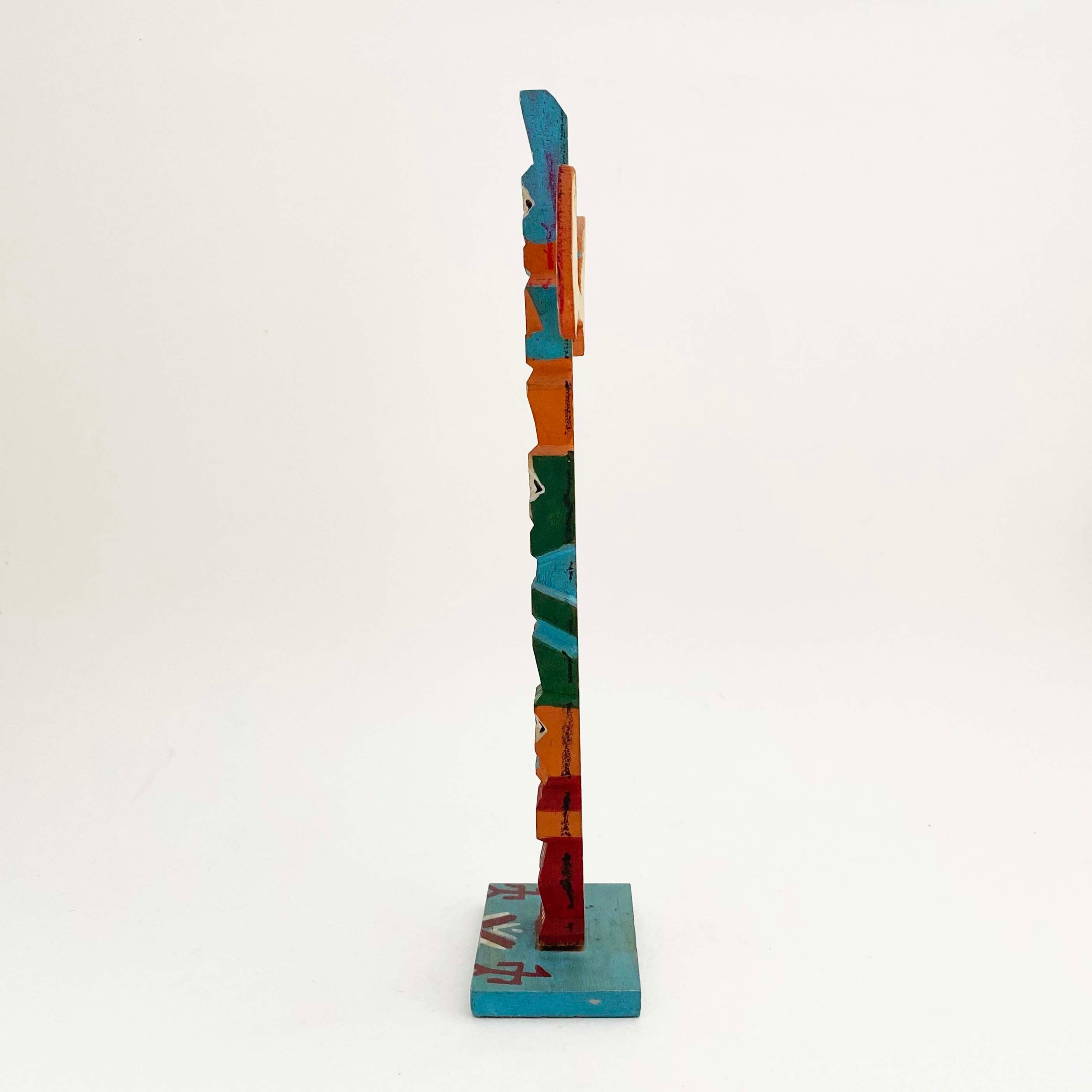 ヴィンテージ・トーテムポール（アラスカ先住民 / 木製ハンドペイント）23cm