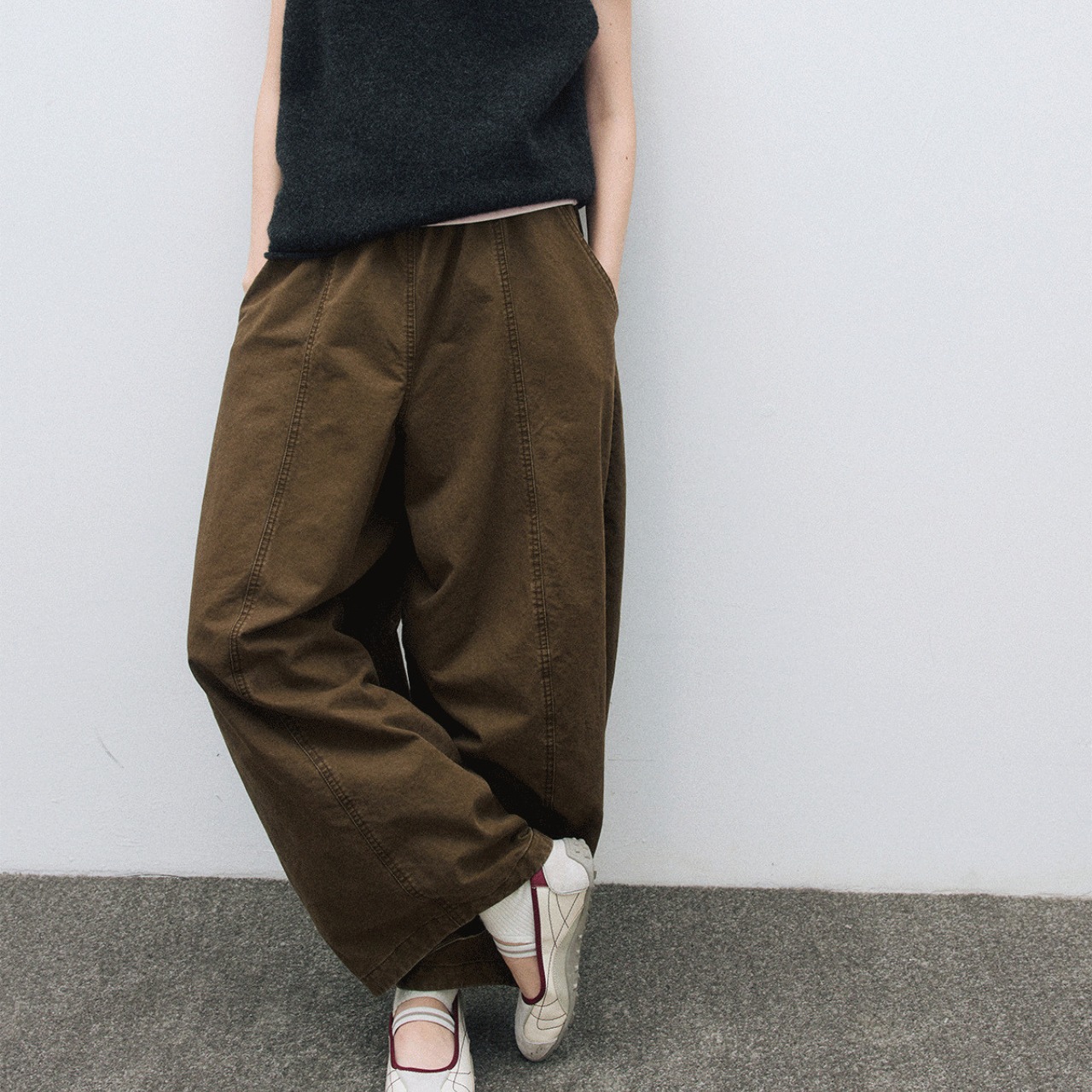 Wide Leg Loose Fit Full Length Pants T3577