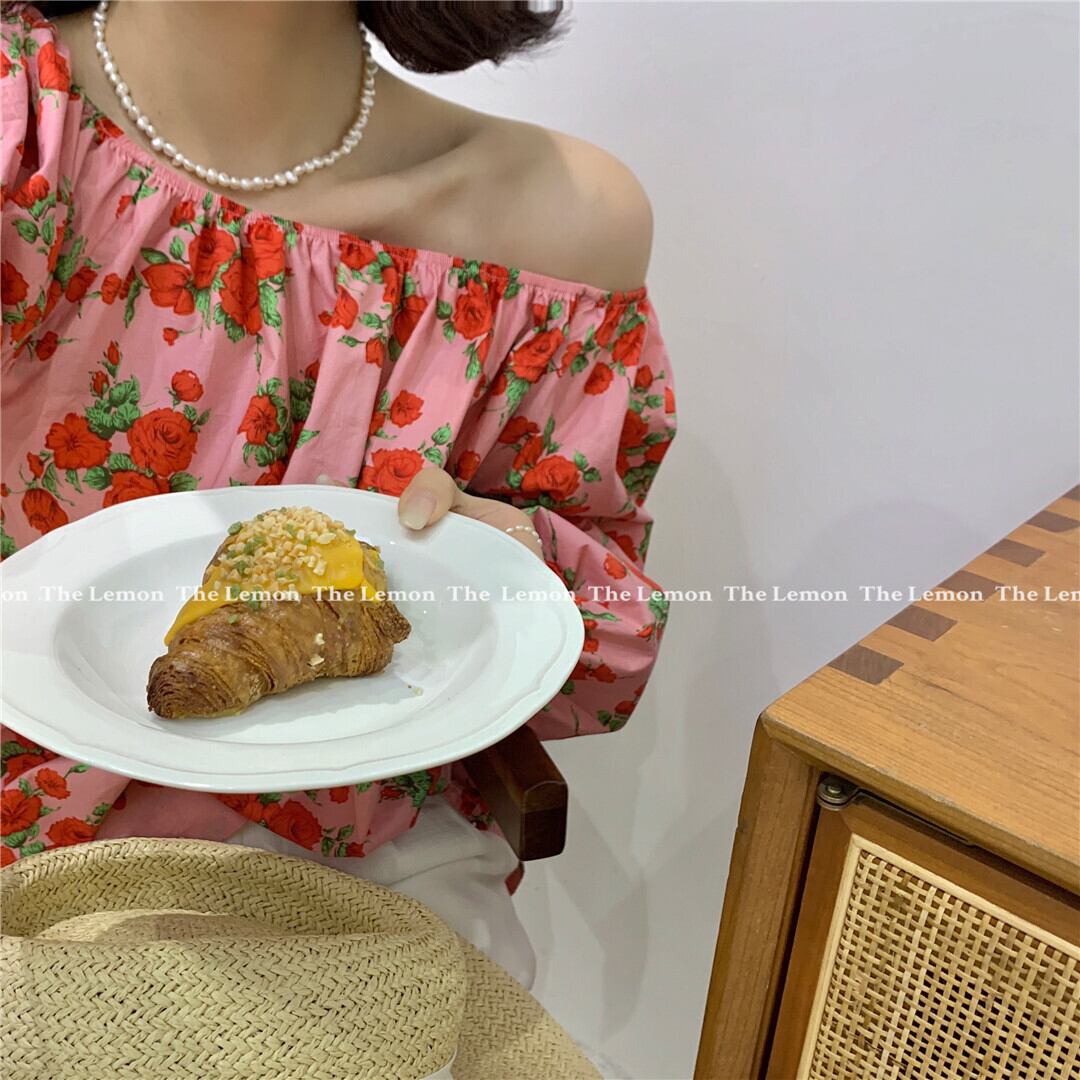 カラーストラップレスショートシャツ サマー薄手ルーズトップス 大人ガーリー スウィート キュート カジュアル 夏物 ビッグFスモールZ韓国82762434858