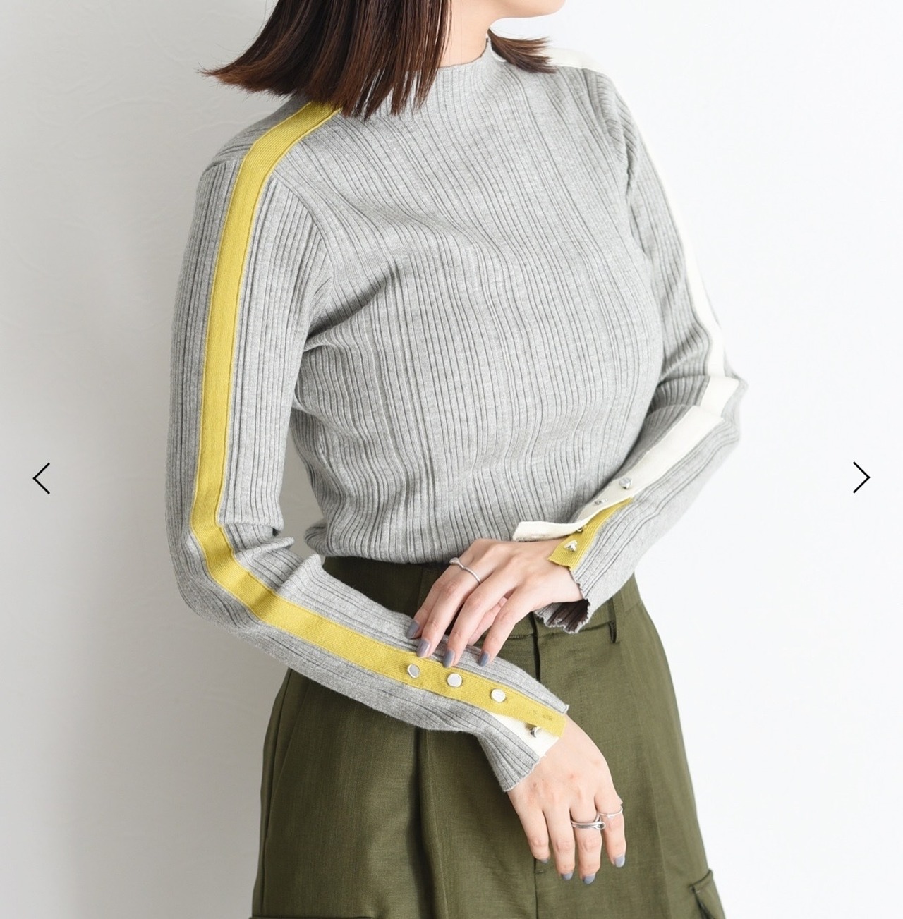 エイミーロウ　eimeelaw　Eimee Law　配色ラインランダムリブニット