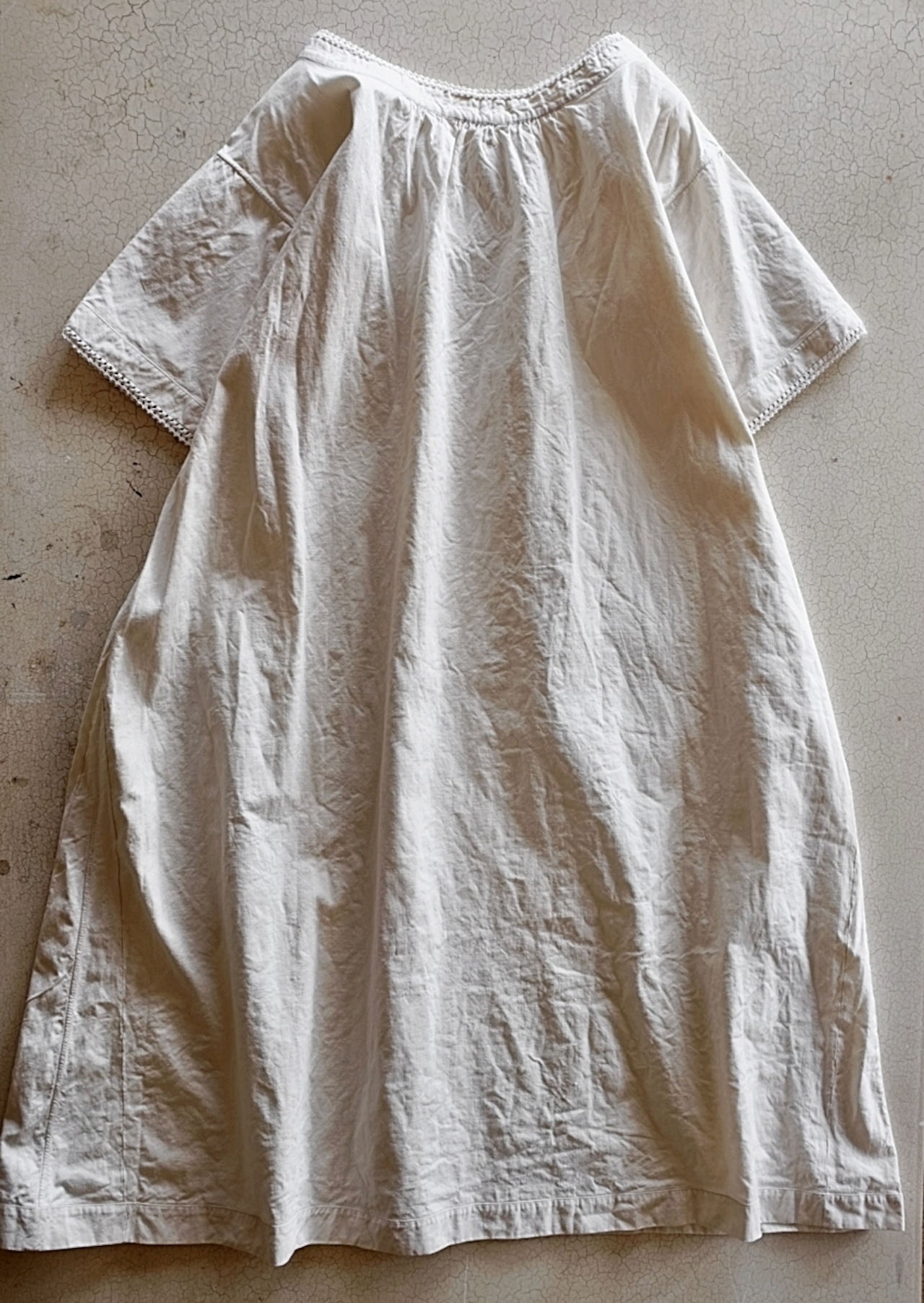 フランス 1900s ダミエのレースとモノグラムとロングワンピースa アンティーク