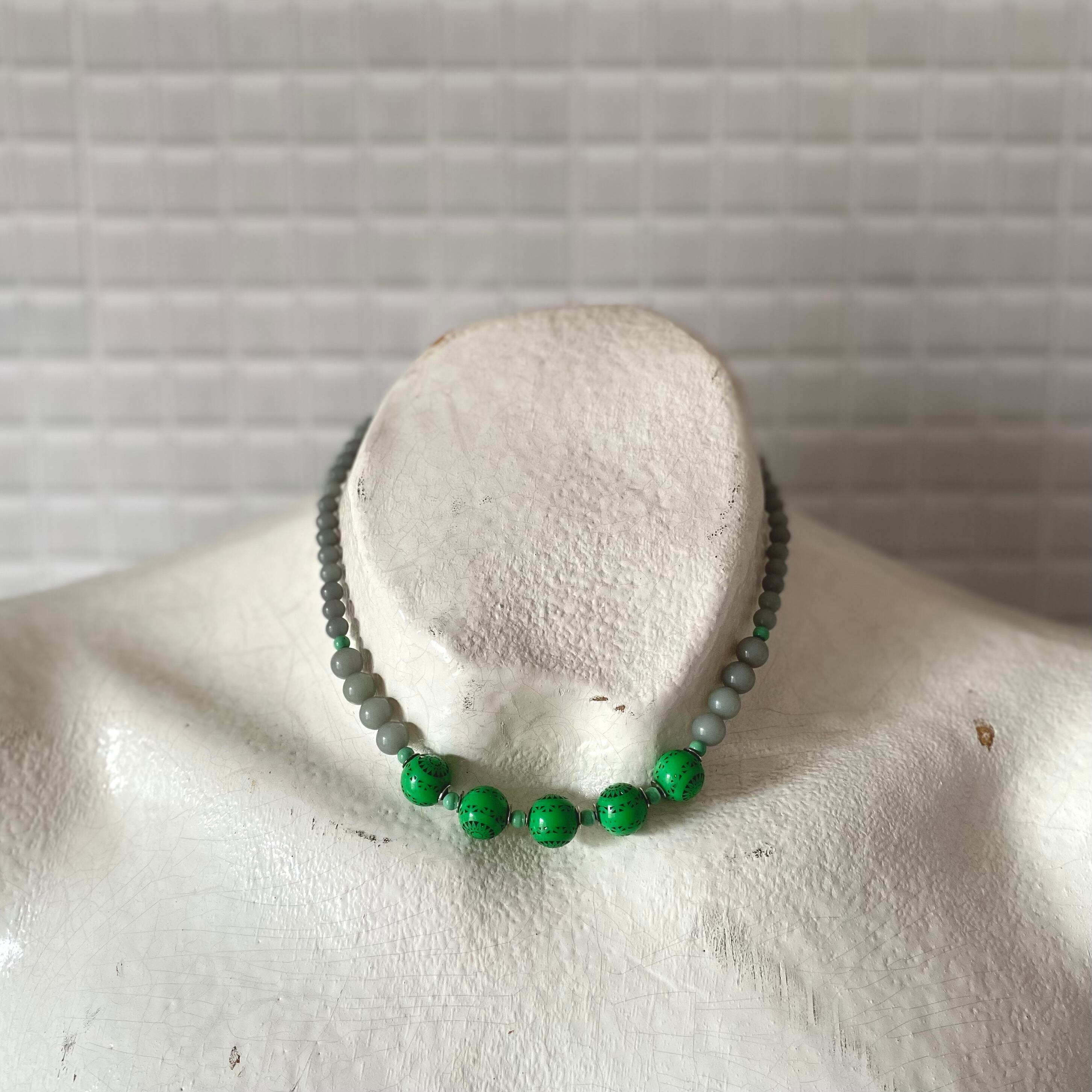 Vintage 80s〜90s retro green beads design necklace レトロ ヴィンテージ グリーン ビーズ デザイン  ネックレス
