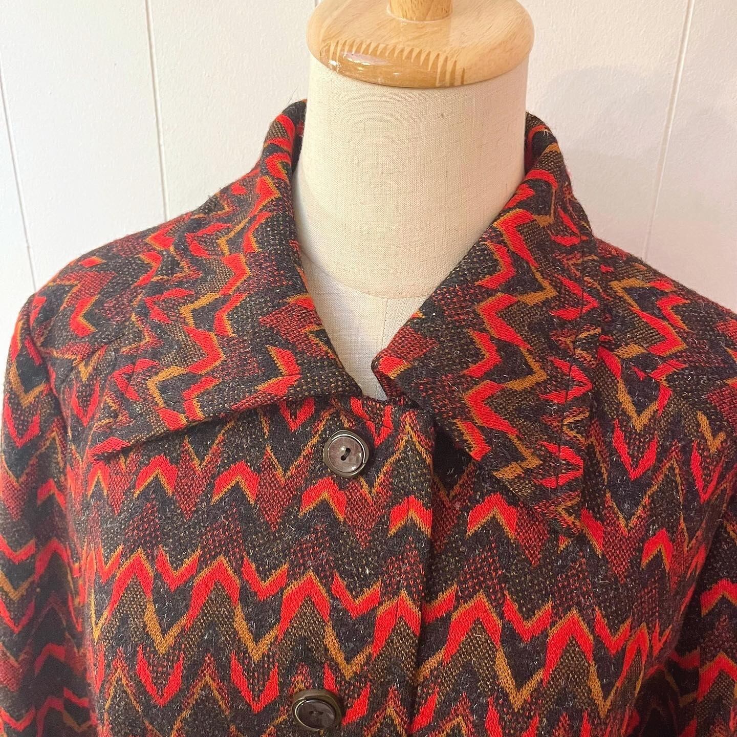70s jacquard knit coat