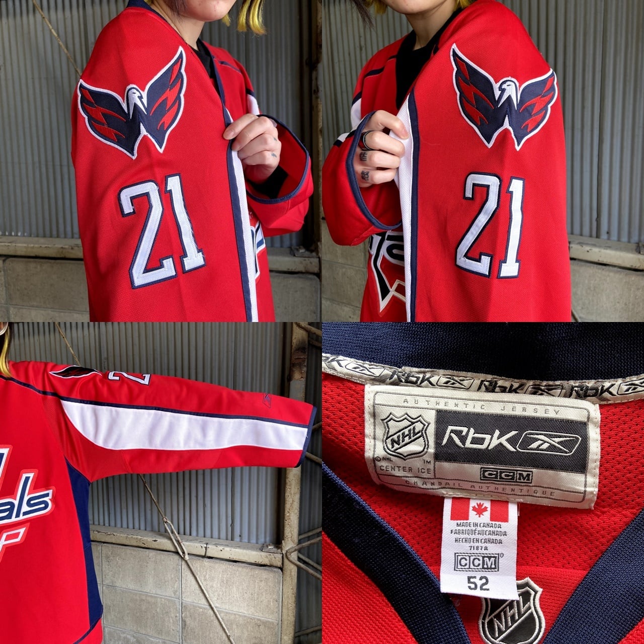 Reebok リーボック CCM NHL ワシントン・キャピタルズ ホッケーシャツ メンズL相当 古着 Washington Capitals 90S  ヴィンテージ ビンテージ ゲームシャツ ユニフォーム レッド 赤色【ゲームシャツ】【SA21073】【AL2110】 | cave