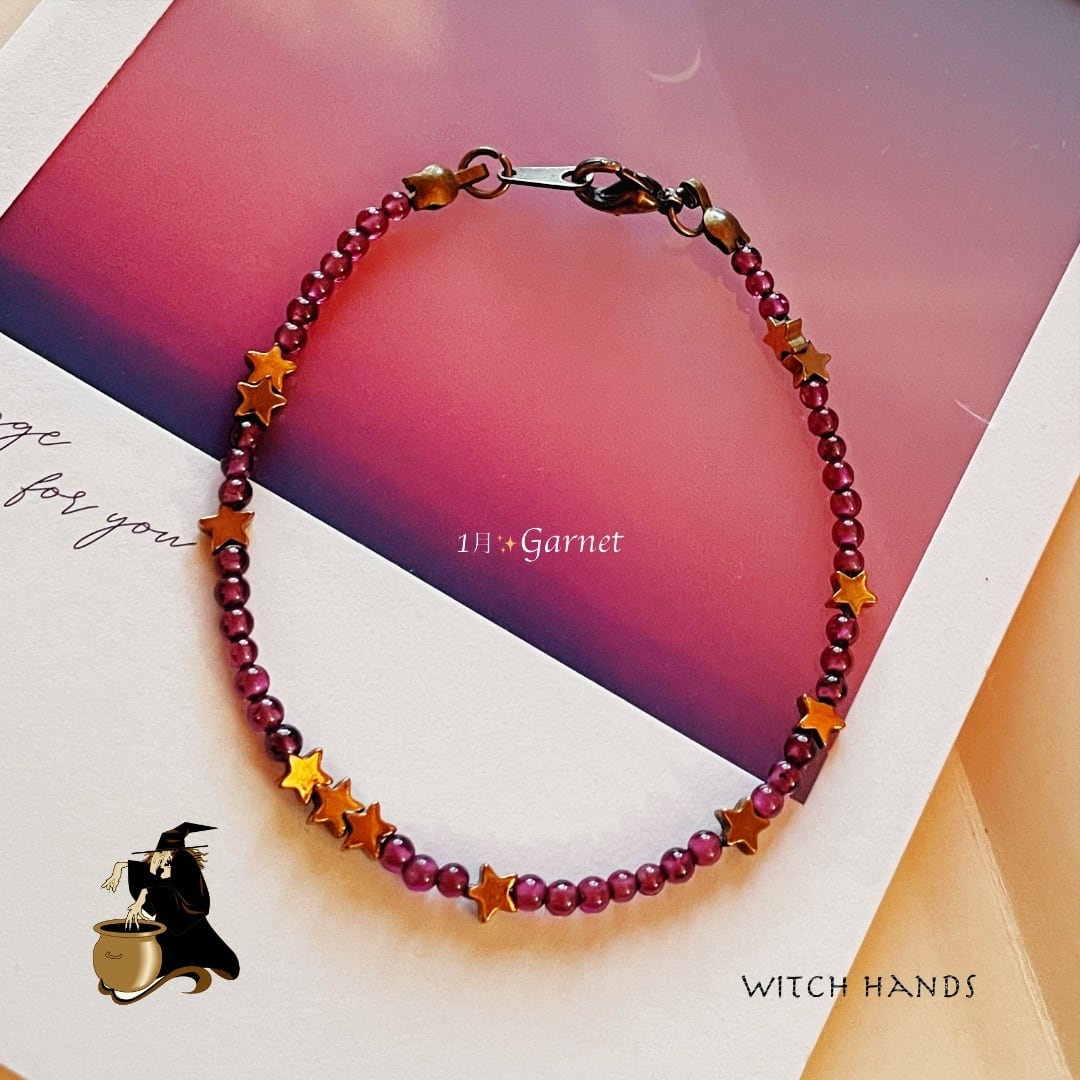 SALE!!~１月ガーネットと星のブレス~WitchHand★魔女様工房