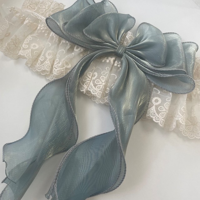 オーロラ Green エプロンリボン 猫 付け襟