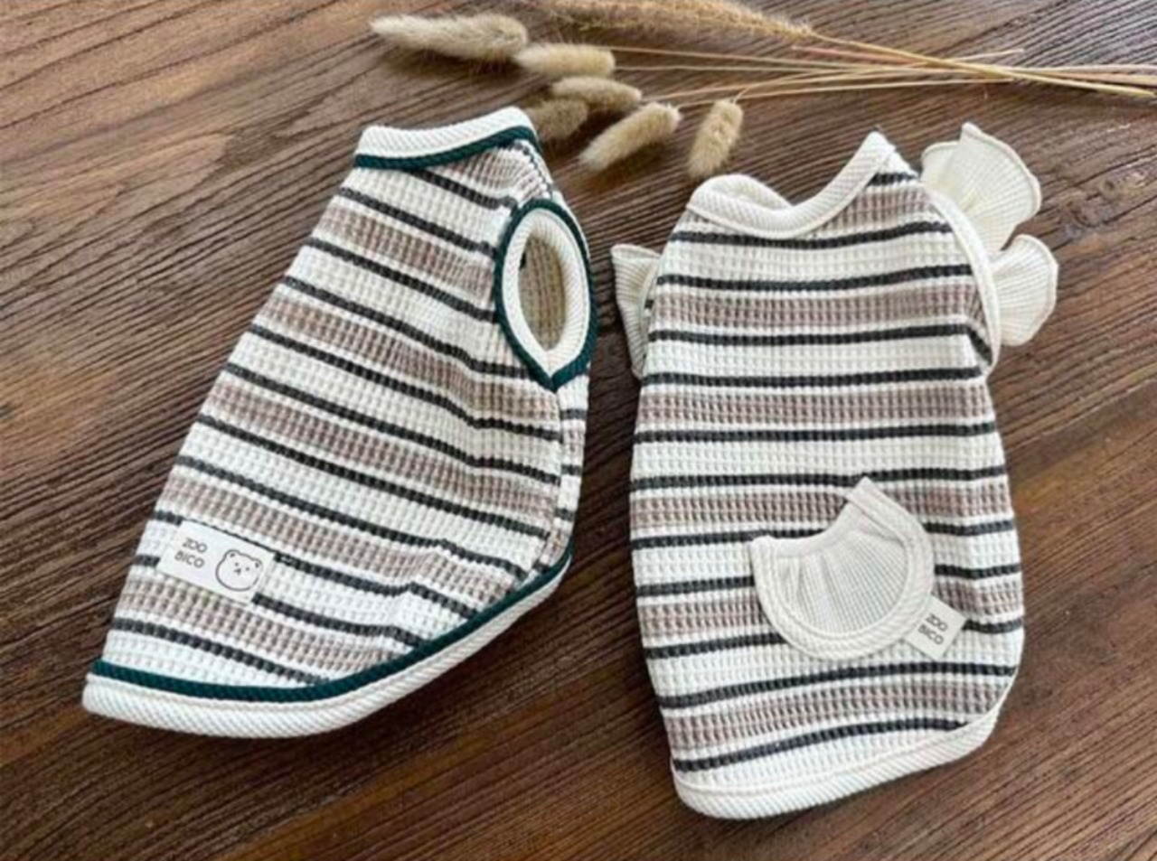 予約  【pecoramou select】 Waffle Dangara Frill Vest