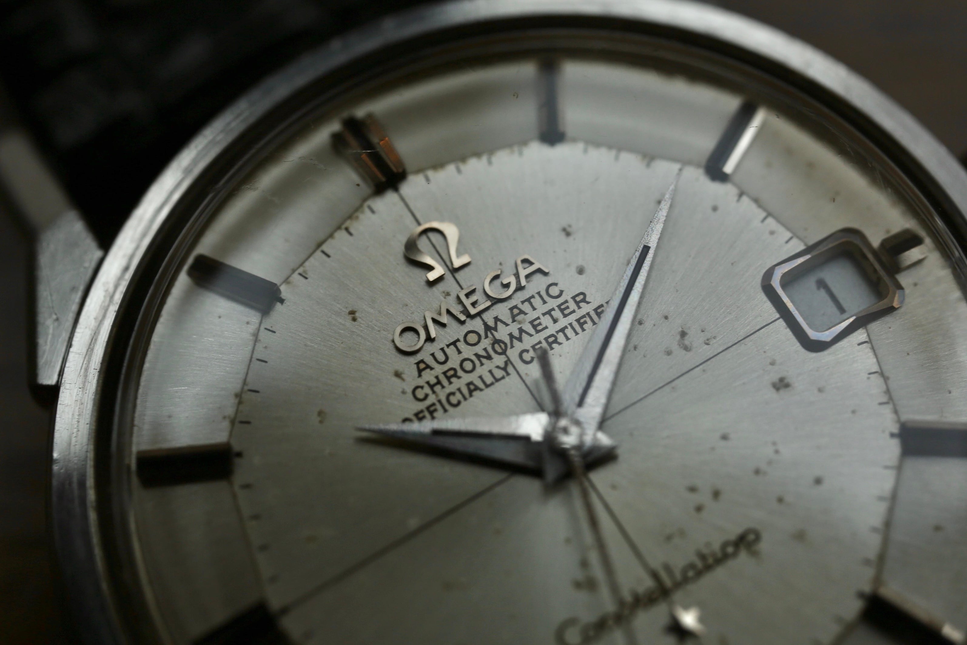 【OMEGA】1966年製 オメガ 『コンステレーション・12角』 デイト クロスライン オニキスインデックス エイジング ドッグレッグ・ラグ 自動巻き SS / Vintagewatch / constellation / Cal.564