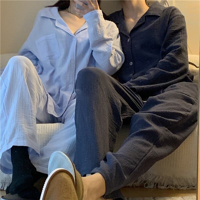 スプリングオータムシャツ ソリッド カラーカジュアル ロング 春物 秋物 ソリッドカラー 萌量不足43087767037