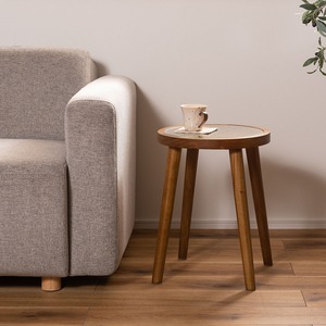 ラタン ラウンド ガラス テーブル S