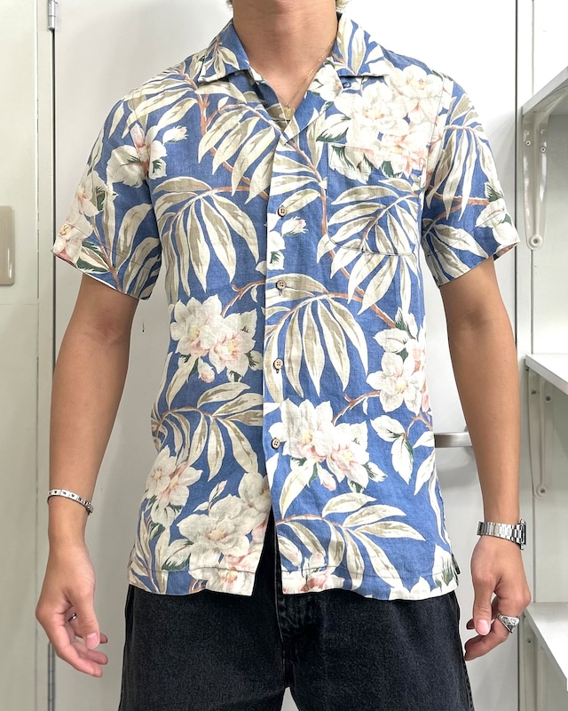 90’s~00’s Polo by Ralph Lauren Design Short Sleeve Open Collar Shirt “100% LINEN”【Roots店】