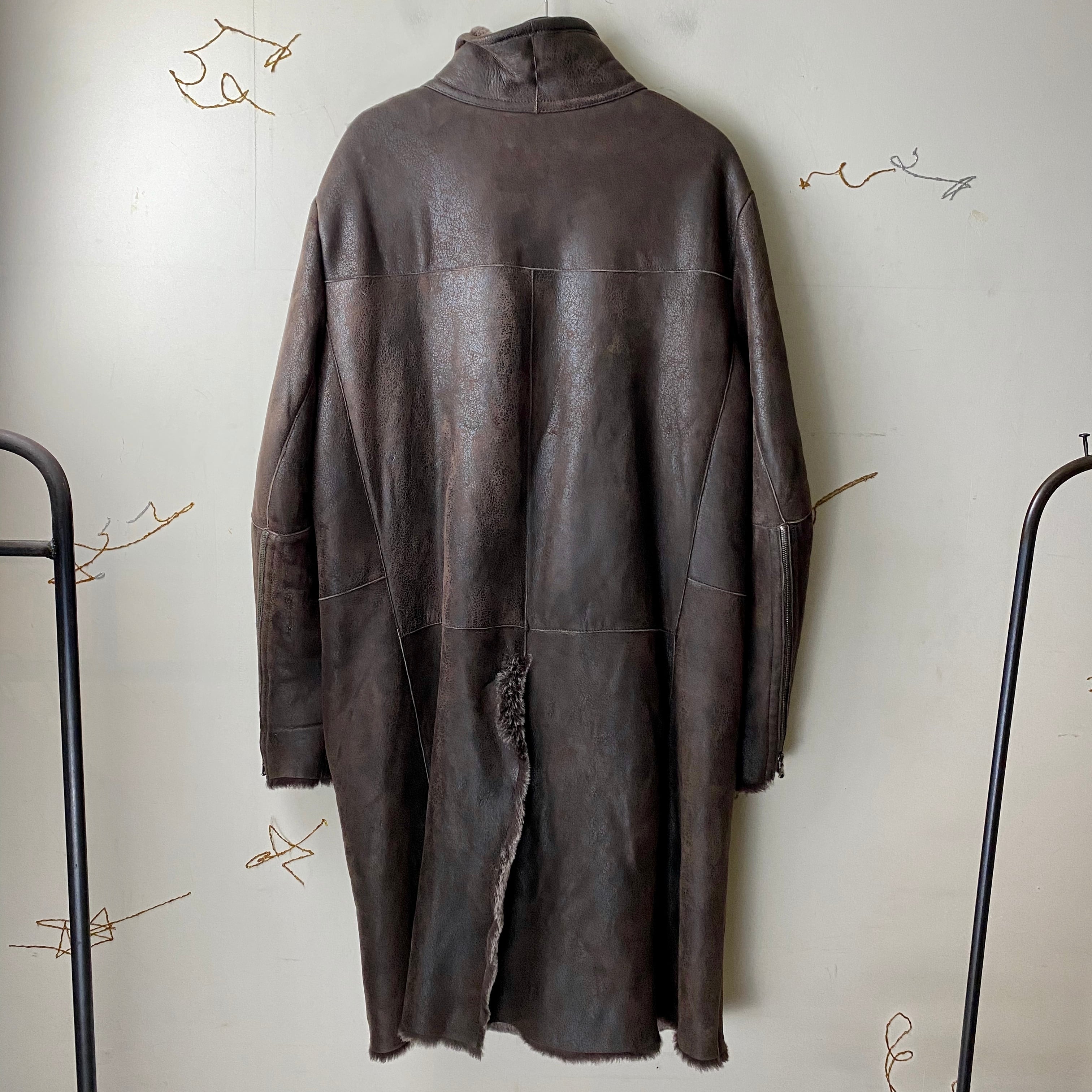vintage EMPORIO ARMANI crack mouton coat | NOIR ONLINE