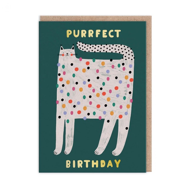 Spotty Cat Happy Birthday Card