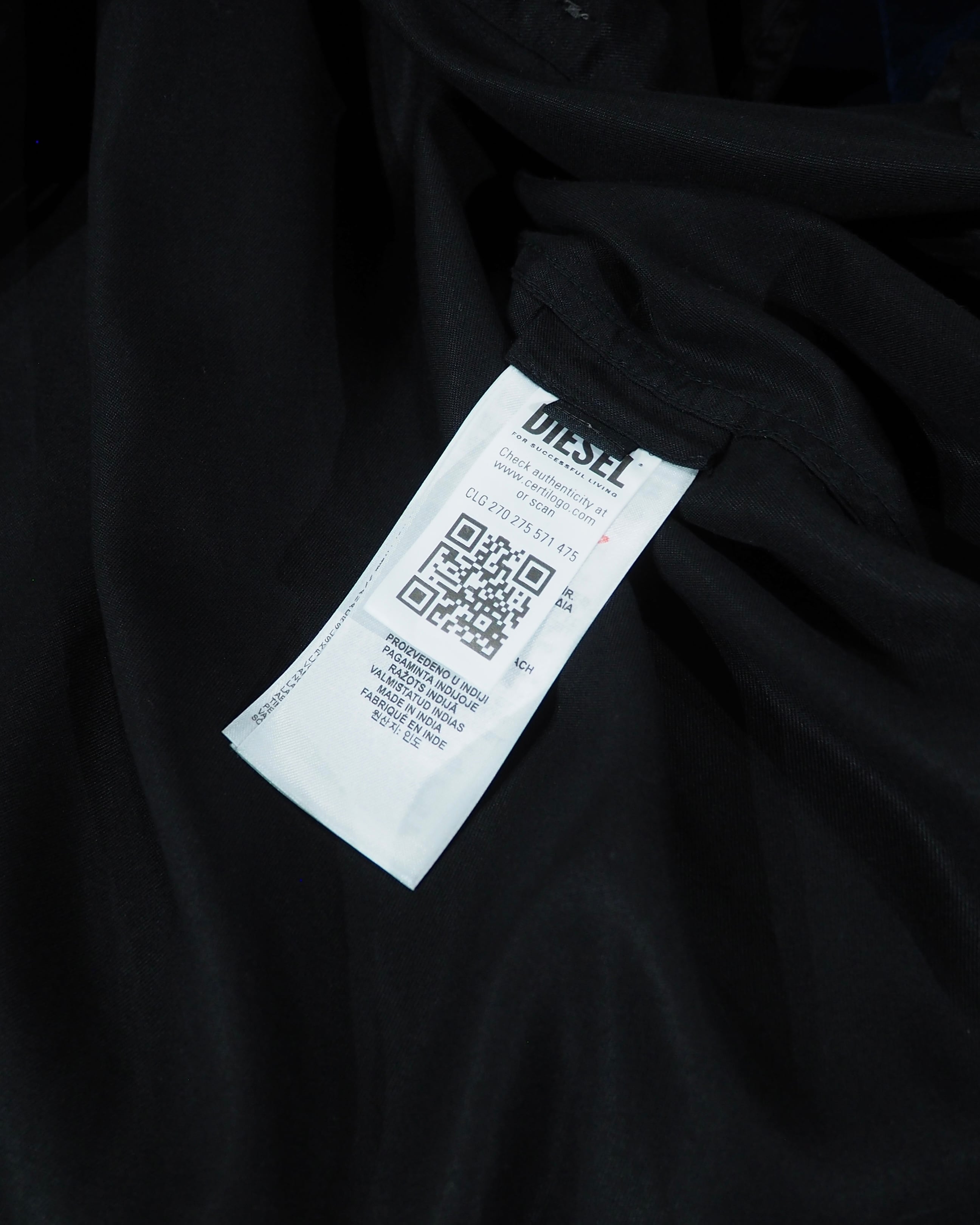 " DIESEL " D ‐ Logo Embroidery Black Drape Over Silhouette Shirt