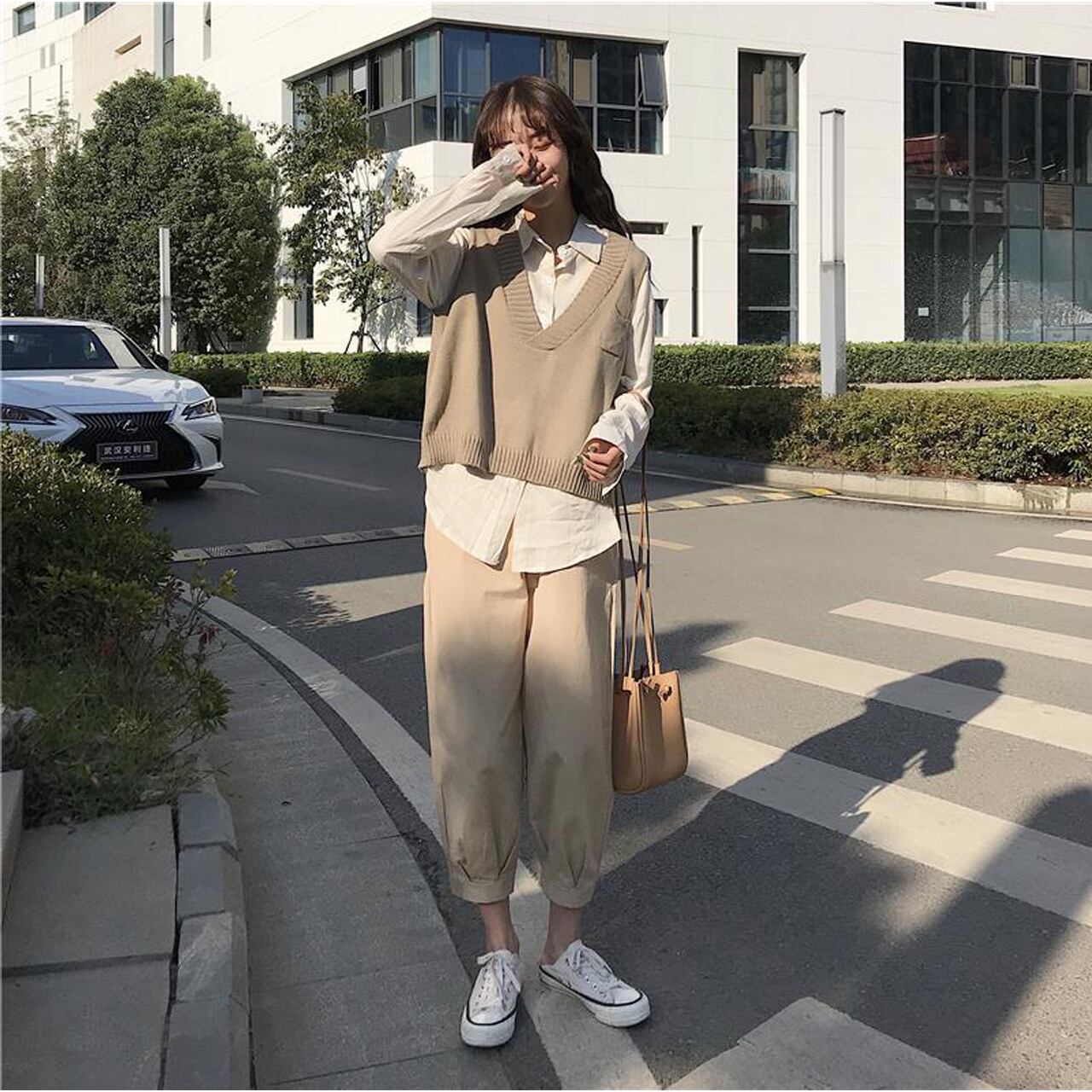 Regit 即納 Mini Pocket Vest 韓国ファッション ニットベスト シンプルコーデ ベーシックアイテム 着回し 10代代30代 プチプラコーデ レイヤード ブラウン Ton002 Regit