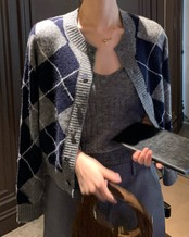 クラシカルダイヤモンド ウールカーディガン