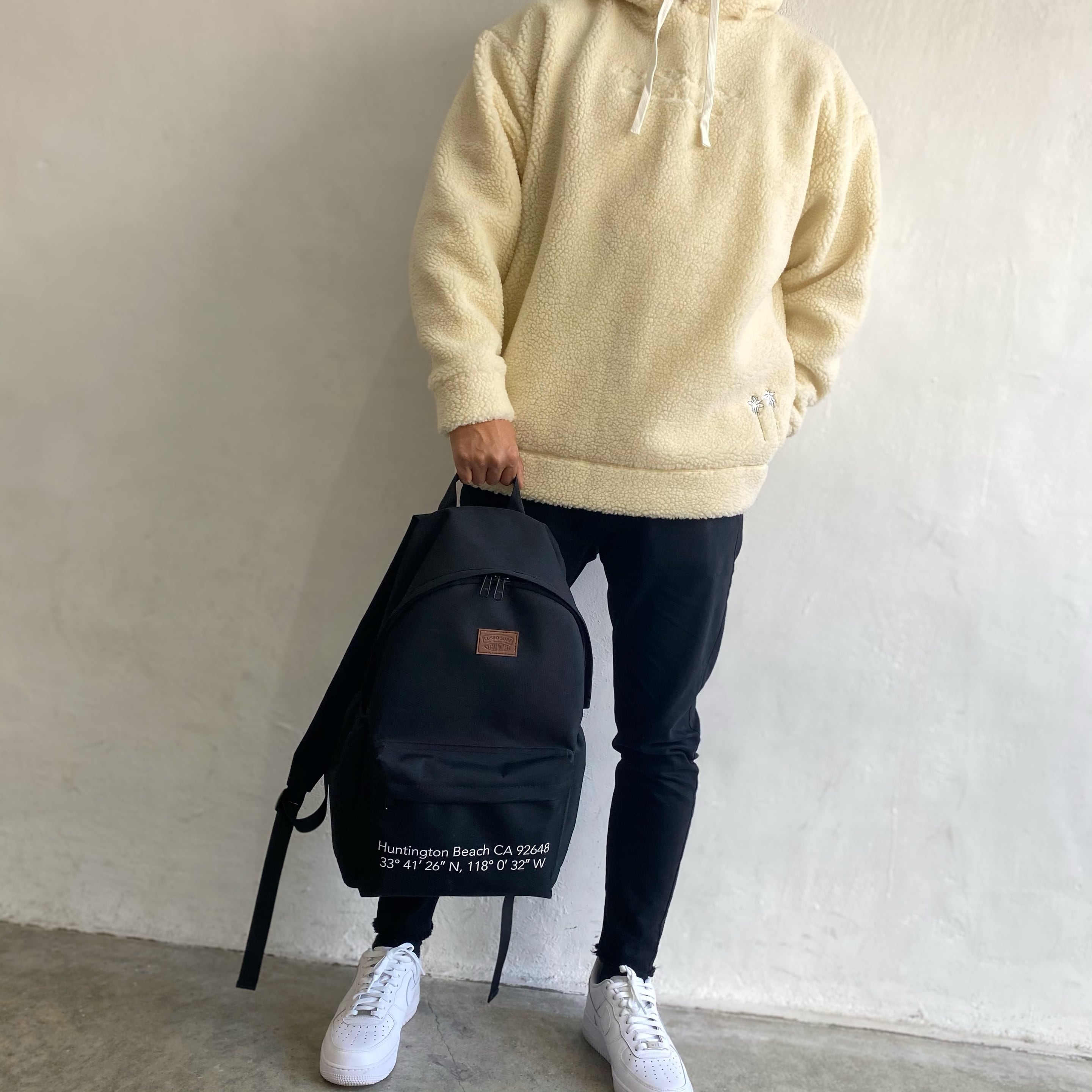 leather patch backpack