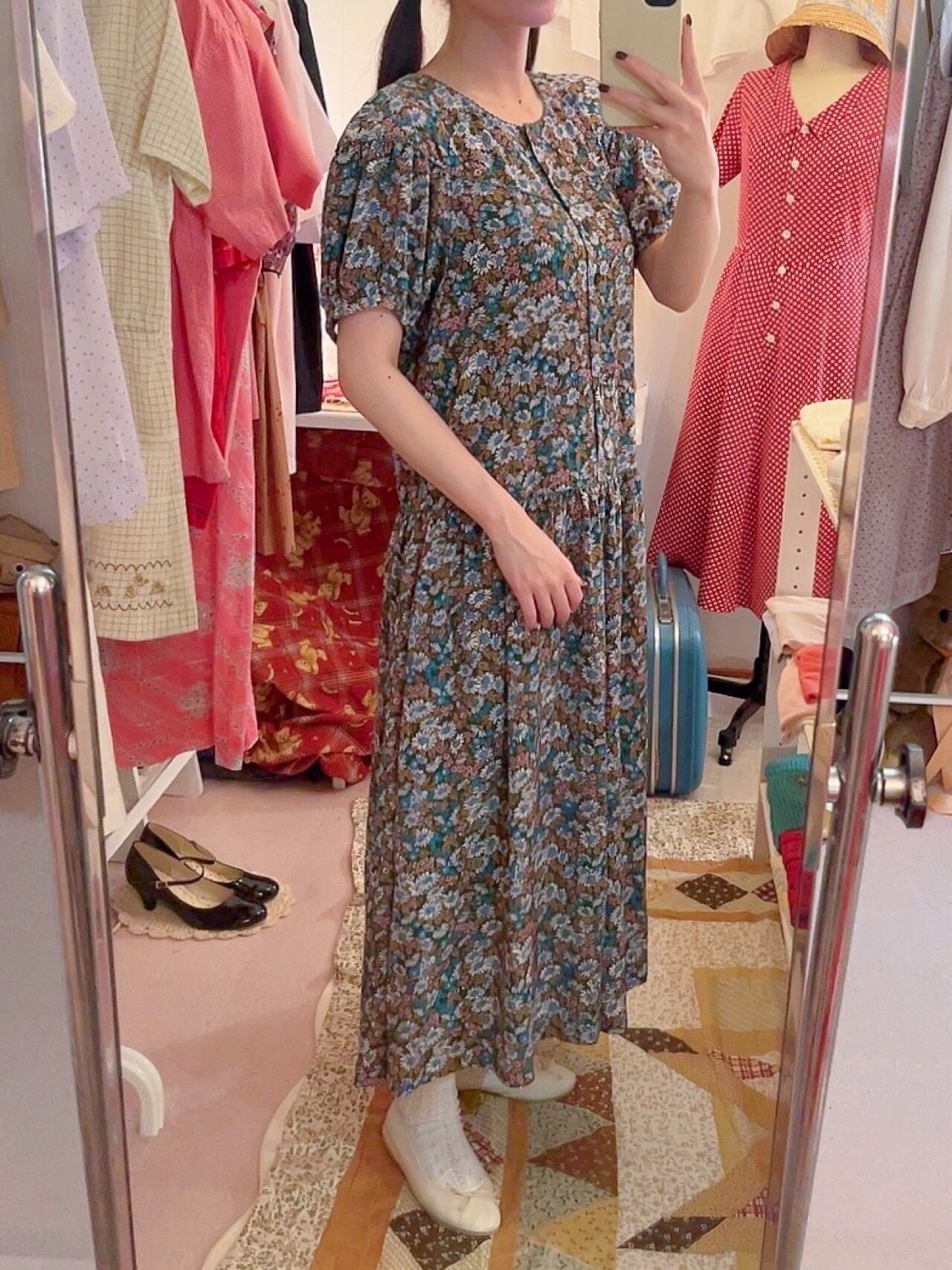 blue daisy round gather one-piece