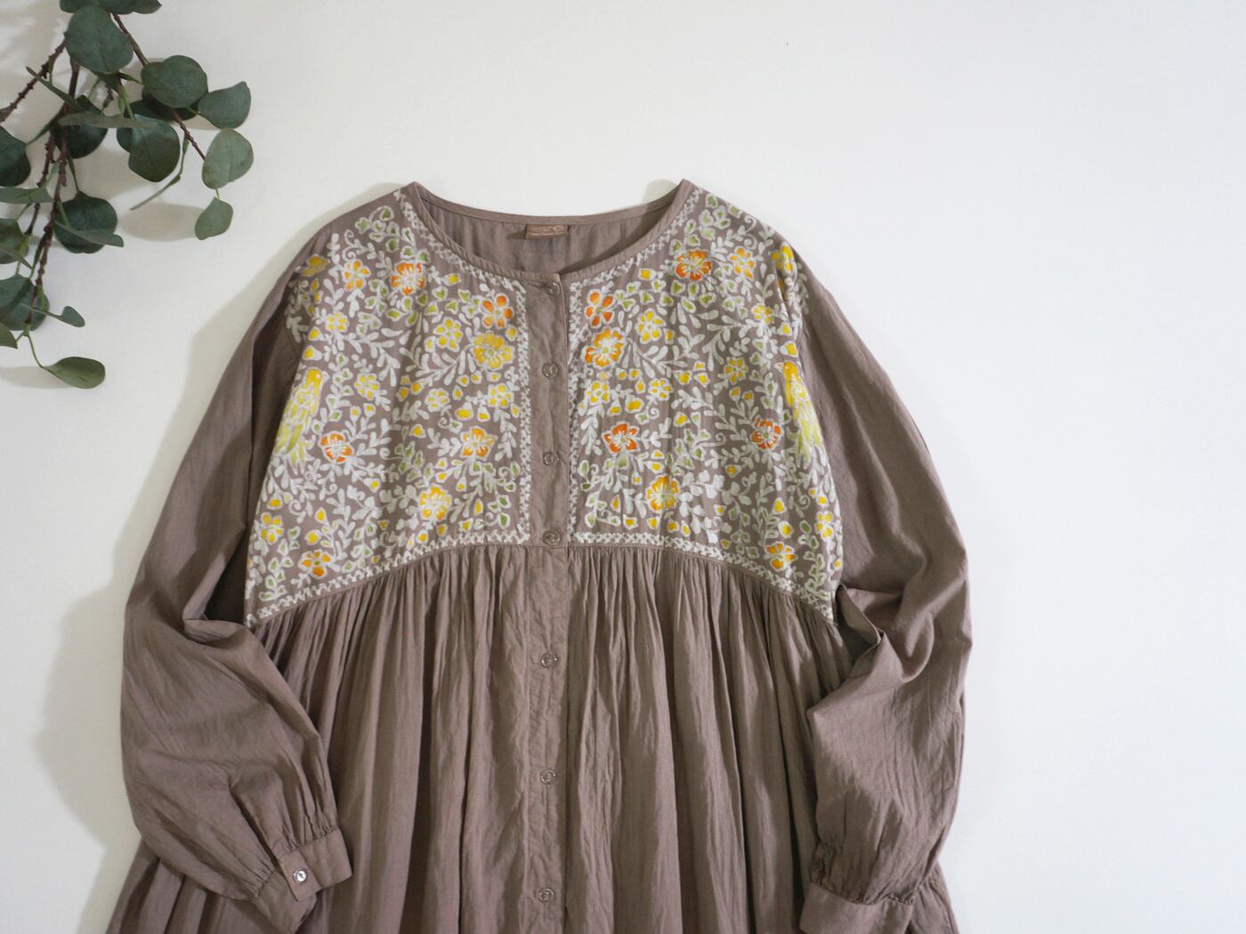 Batik cotton voile gathered dress