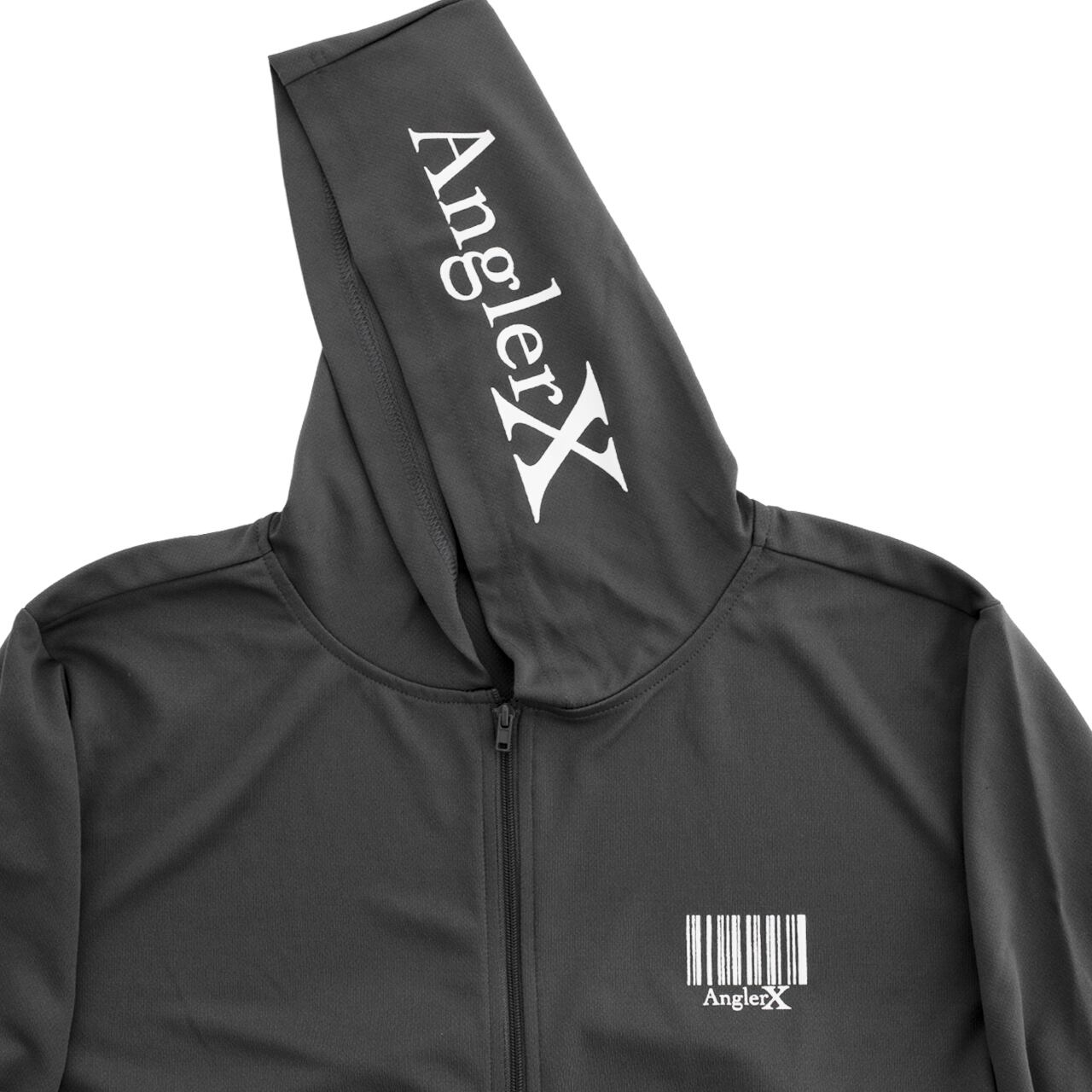 AnglerX Barcode Dry Zip Hoodie (4.4oz / Polyester 100%) Dark Gray