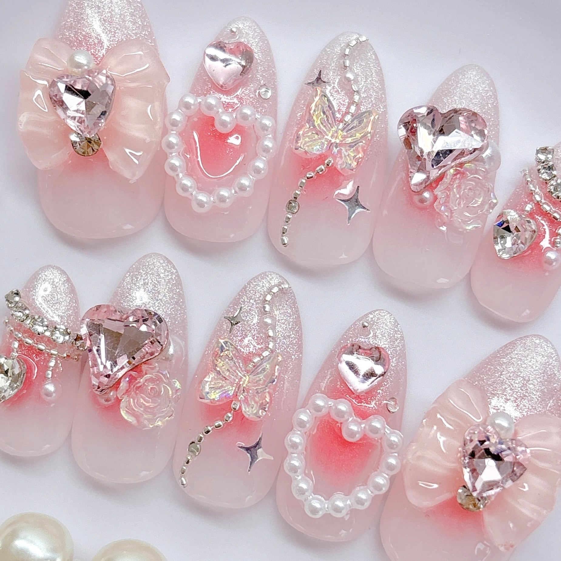 マグネットグラデーション×チークネイル♡ピンク ネイルチップ | rosenail
