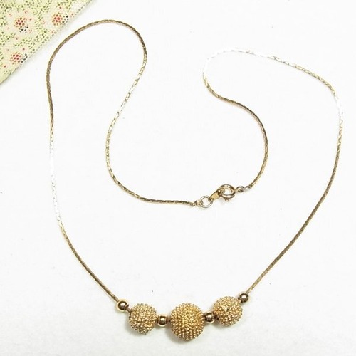 ゴールドカラーのメタルボールのペンダントネックレス　unique necklace for sale　11849N