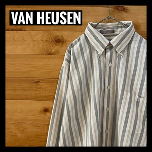 【VAN HEUSEN】ストライプシャツ ボタンダウン 長袖シャツ 柄シャツ リンクルフリー XL相当 アメリカ古着