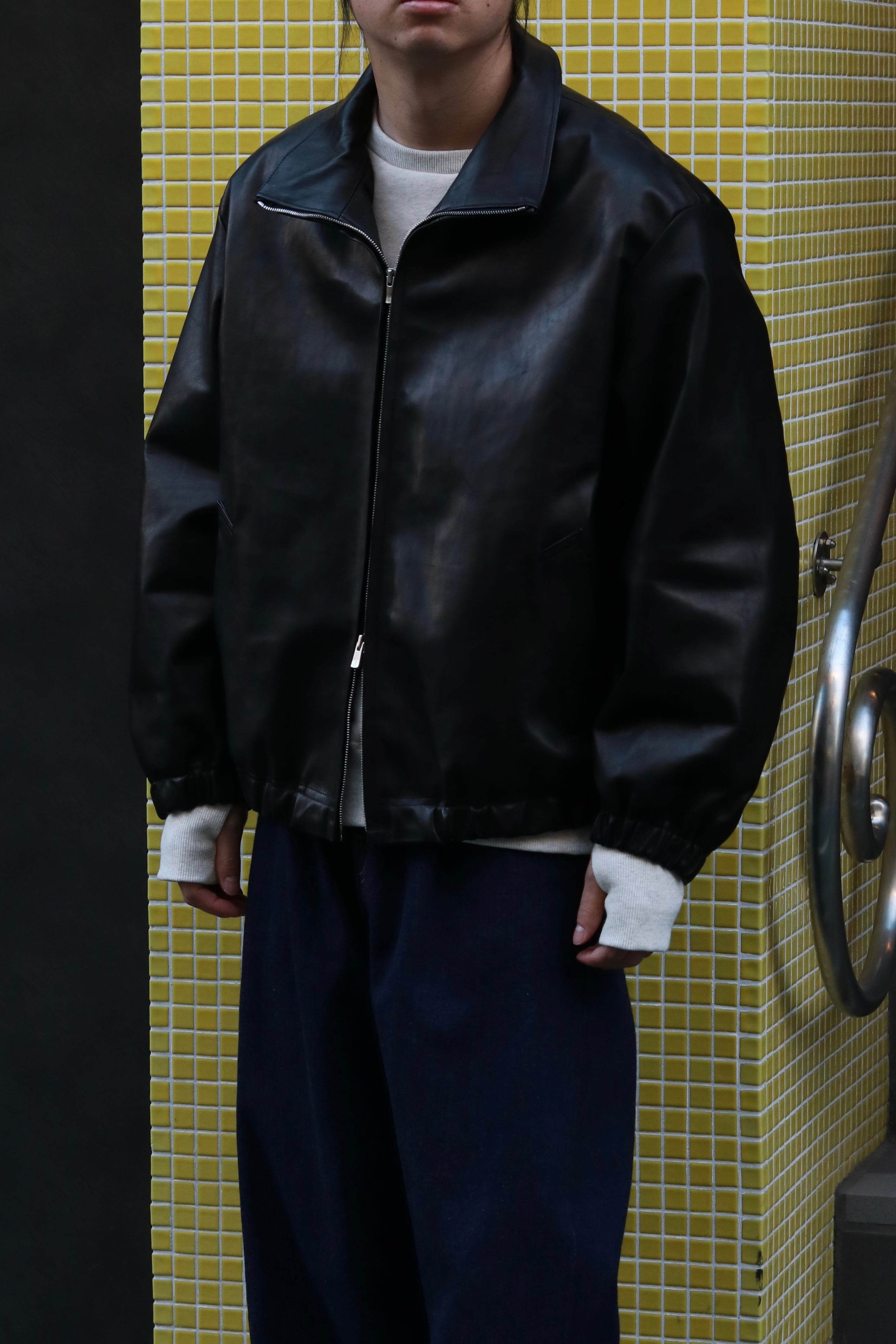 superNova. Leather track jacket - Horsehide / Black | novastore