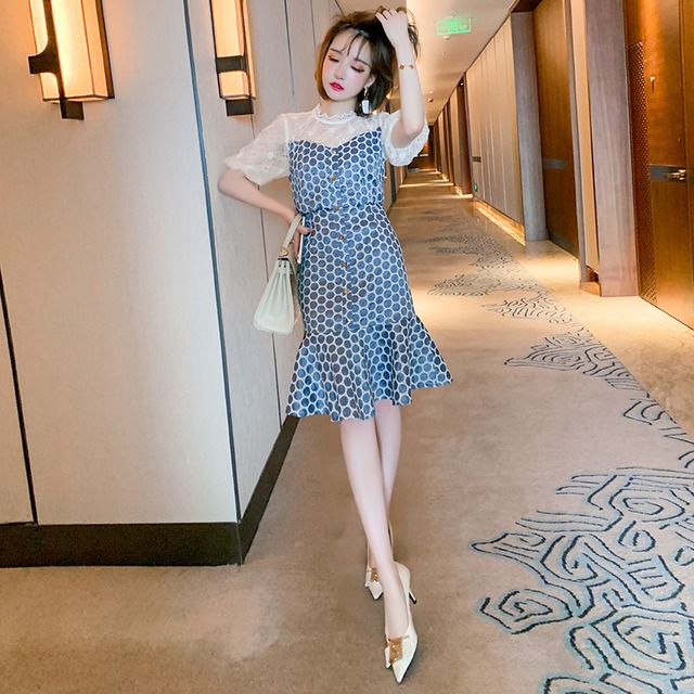 レースカラートップス ドレス サマー 夏物 ステッチ MIUCO39986594990