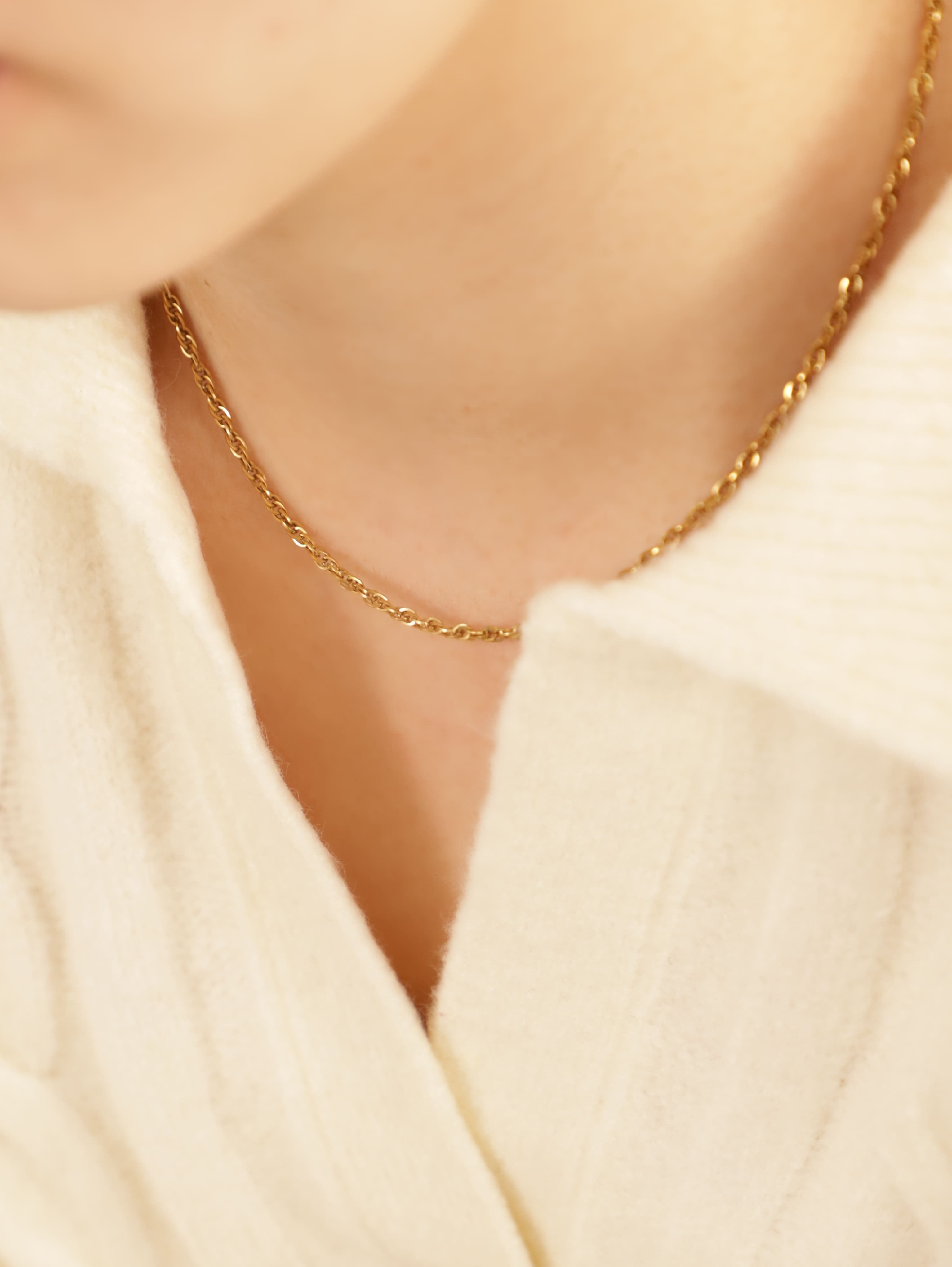 316L simple overlap chain necklace （幅:3㎜） #n56 | rani