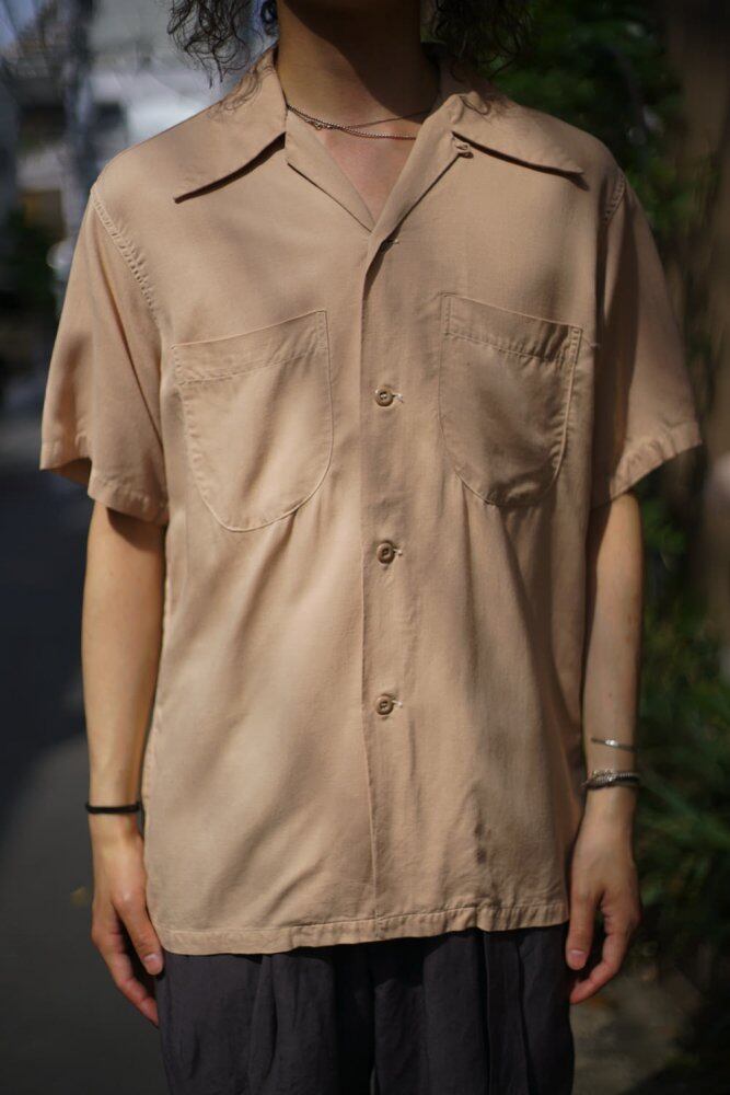 Arrow [ARROW] Vintage S / S Rayon Gabardine Open Collar Shirt