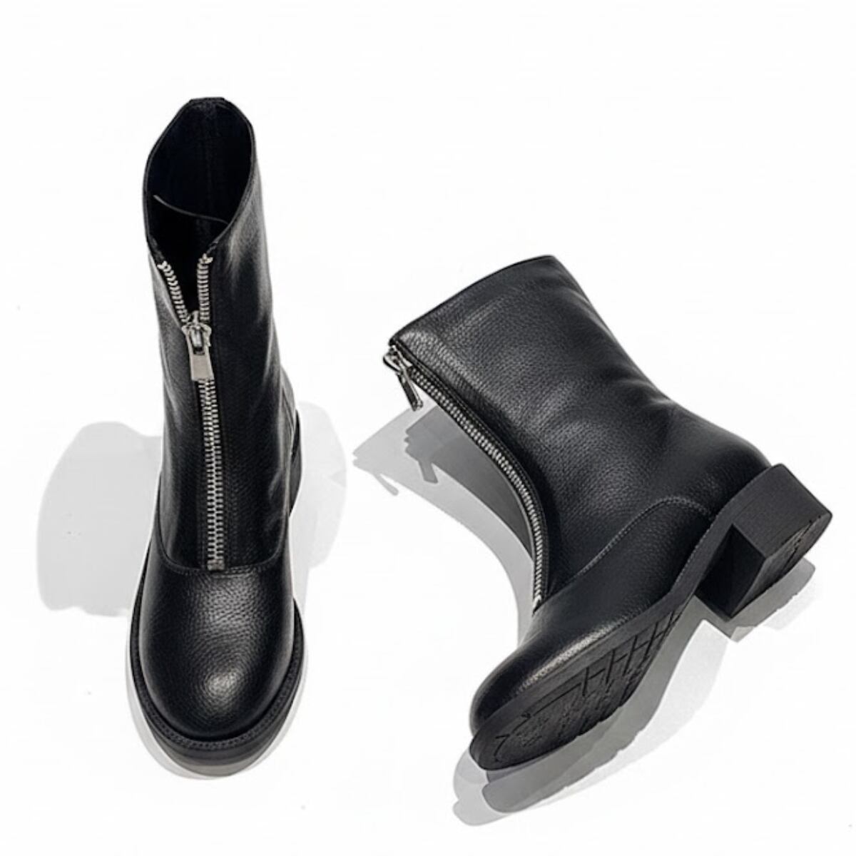Zip-up platform mid-length boots ch0333