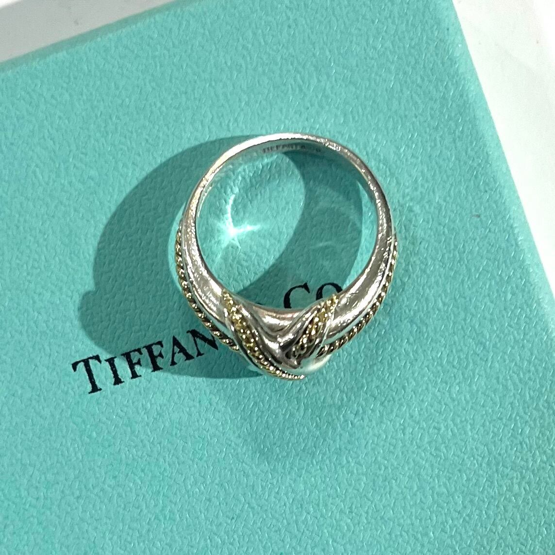 TIFFANY&CO.】【16号】2951 silver925× 18k コンビ シグネチャーリング