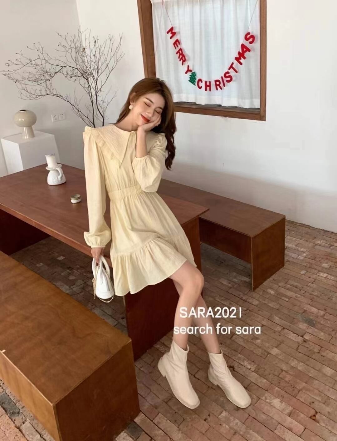 ビッグフリルカラー　ワンピース    AJ−33287-18