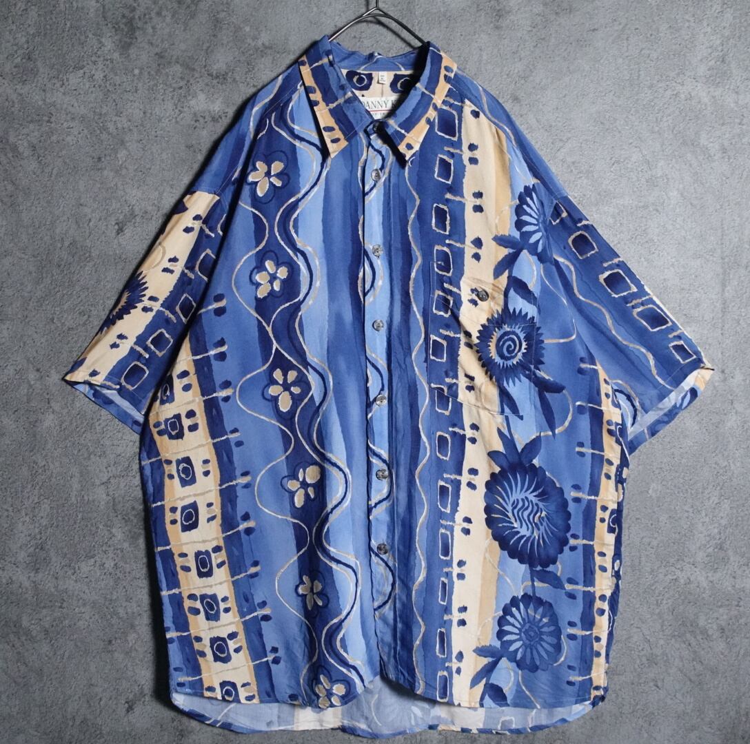 EURO Multicolor Artistic Flower Pattern Viscose Shirt