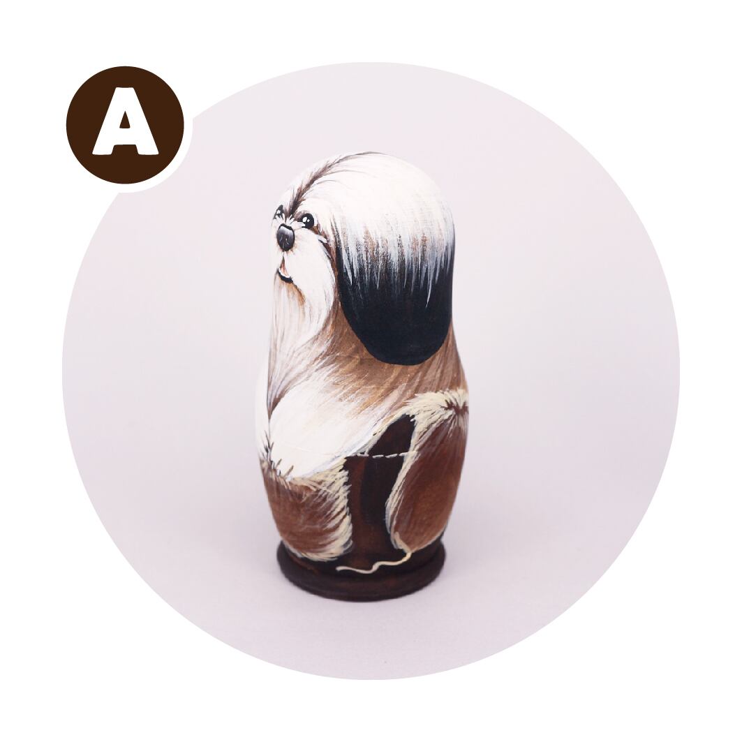 オレ―シャ作 マトリョーシカ 3個型 犬 | GINZA HAKKO 木の香