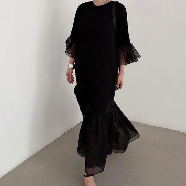 アシンメトリーシフォンフリルワンピース 231250